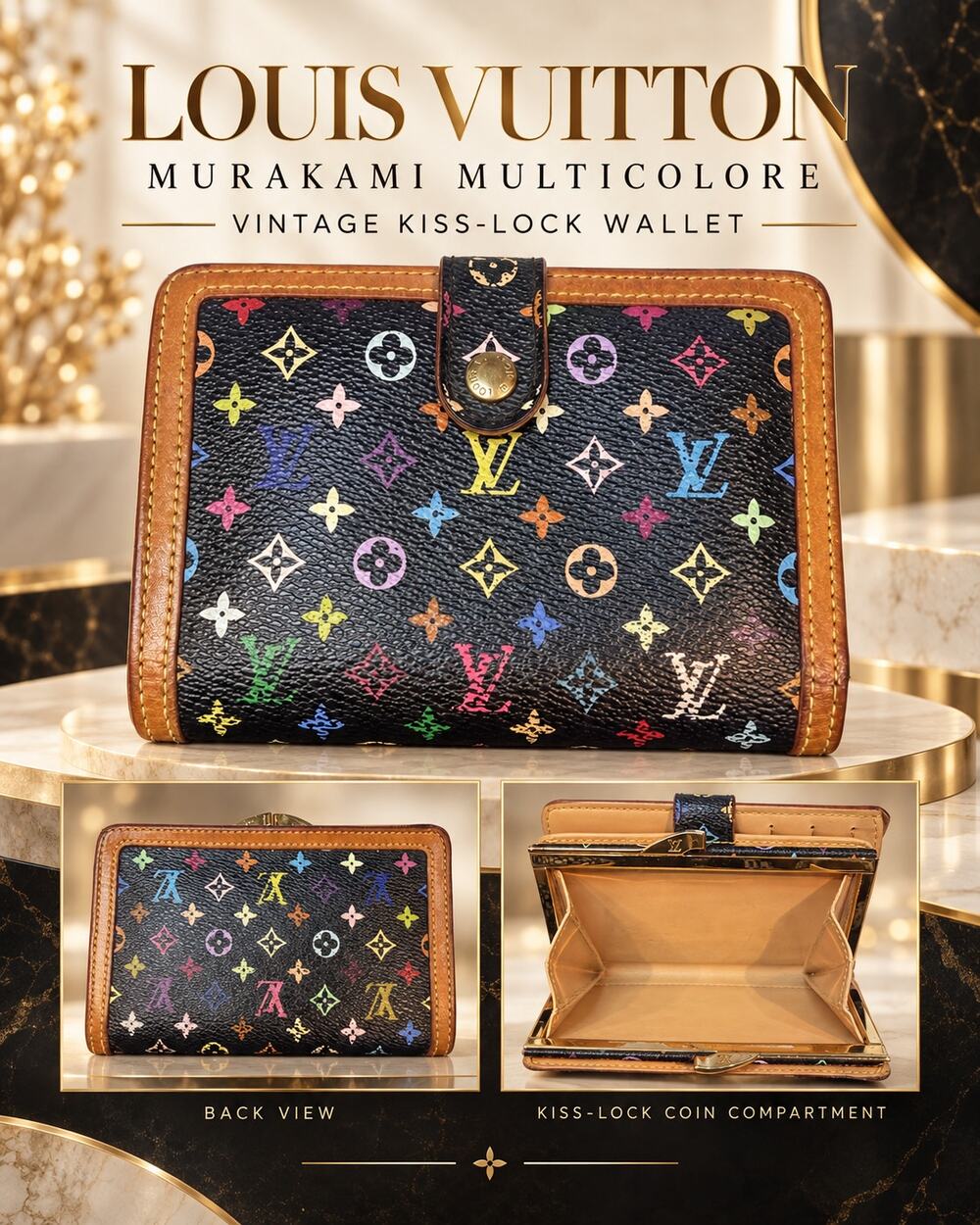 CW023 Louis Vuitton Monogram Murakami Noir Portefeuille Viennois wallet